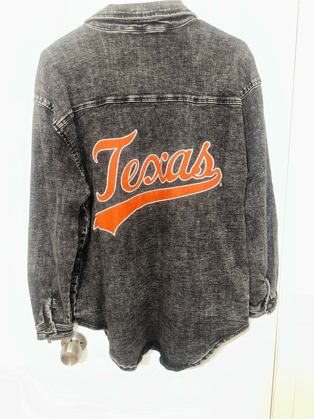 University of Texas Script Button-Down Shirt in Orange on Charcoal
